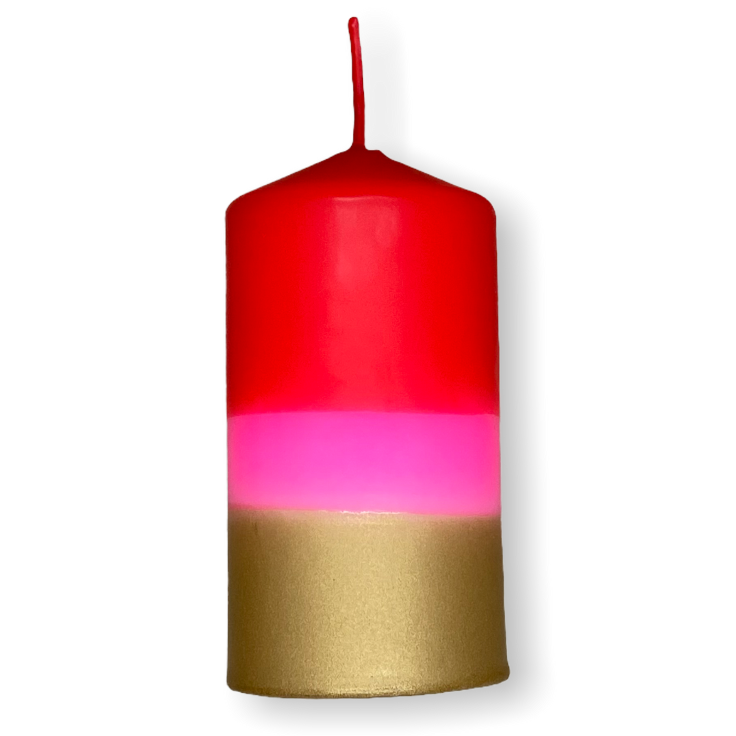 Dip Dye Stumpenkerze in rot, pink & gold | DipDip Candles