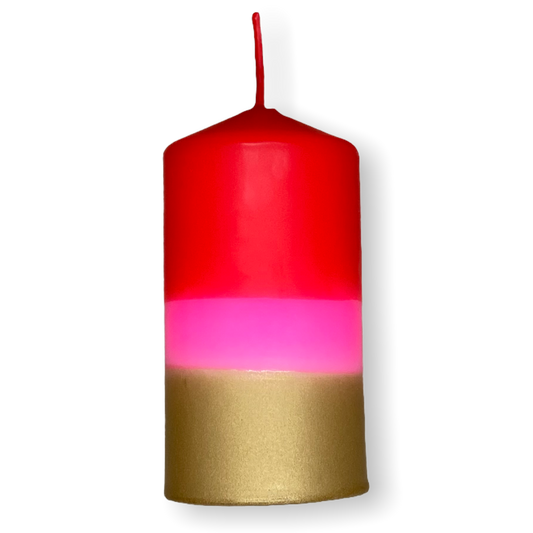 Dip Dye Stumpenkerze in rot, pink & gold | DipDip Candles