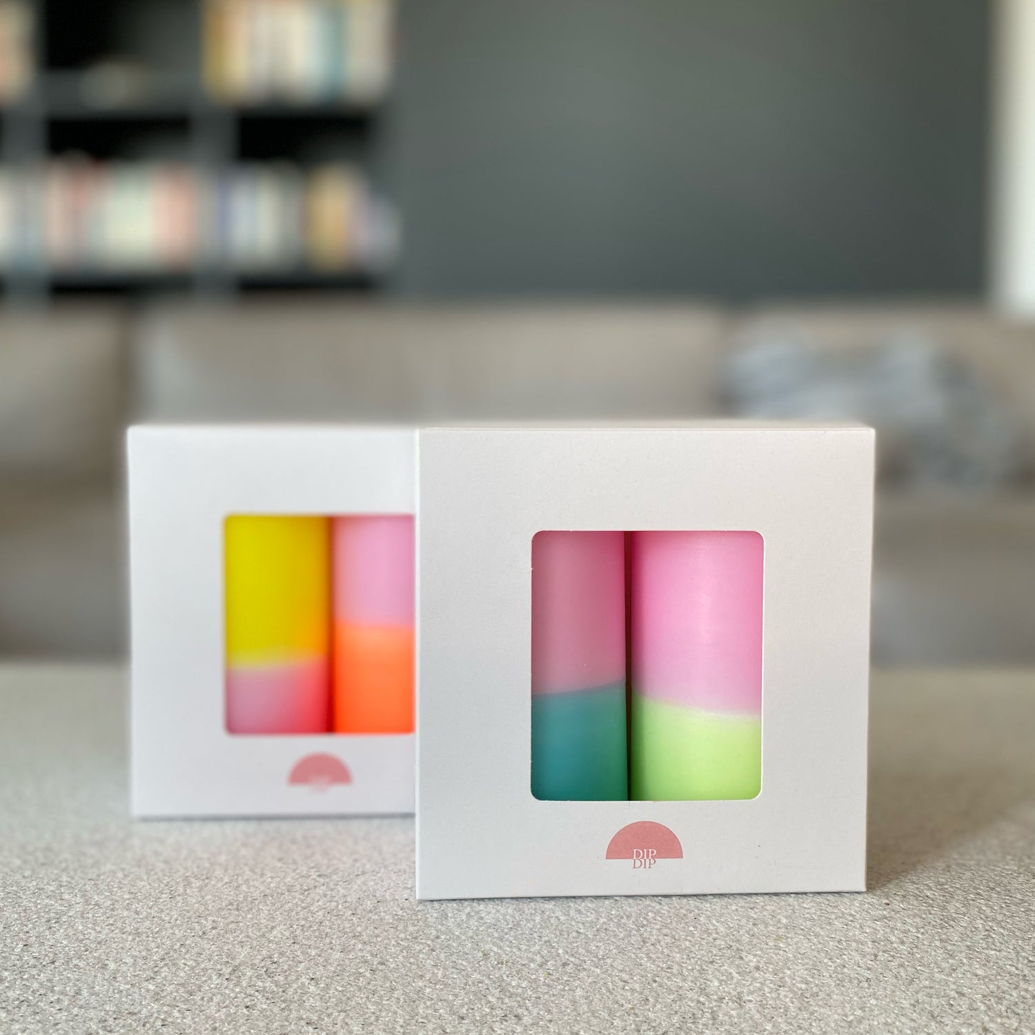 Dip Dye Geschenkset Stumpenkerze rosa, orange & gelb | DipDip Candles