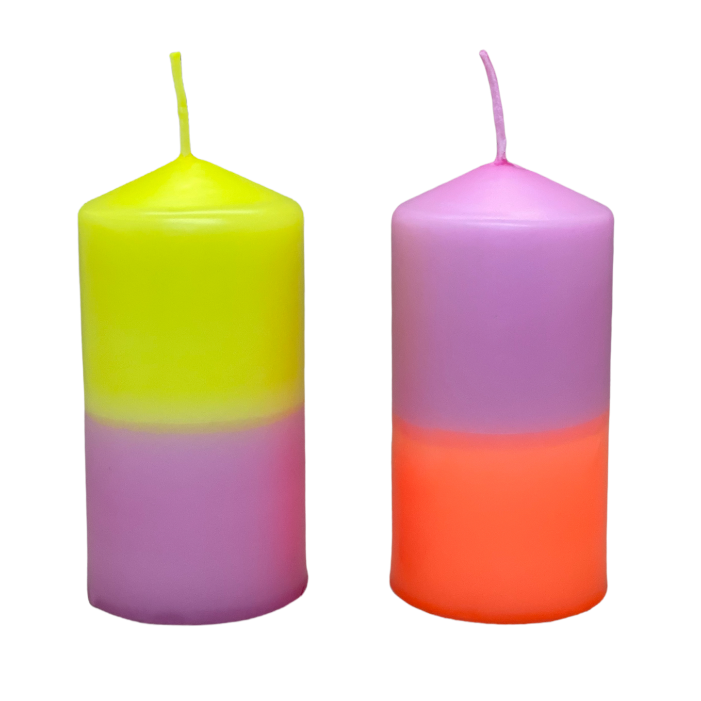 Dip Dye Stumpenkerze rosa, orange & gelb | DipDip Candles