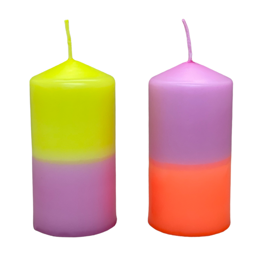 Dip Dye Stumpenkerze rosa, orange & gelb | DipDip Candles