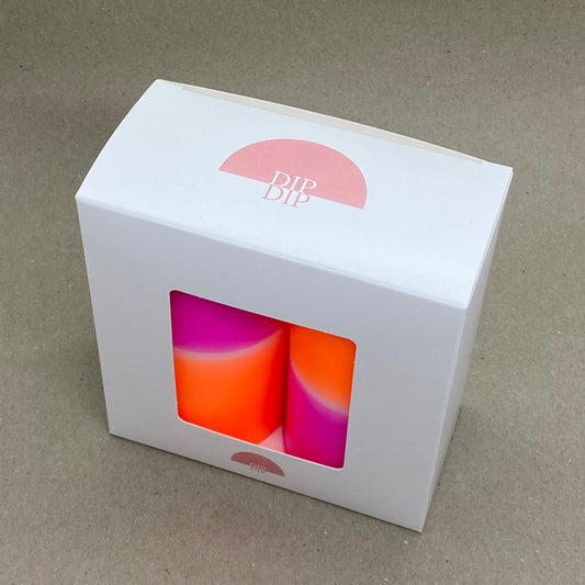 Dip Dye Stumpenkerze 2er-Set neonpink & neonorange | DipDip Candles