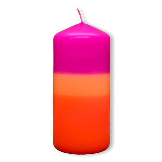 Dip Dye Stumpenkerze neonorange & neonpink | DipDip Candles