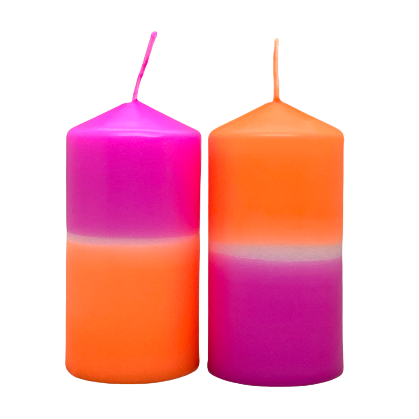 Dip Dye Stumpenkerze 2er-Set neonpink & neonorange | DipDip Candles