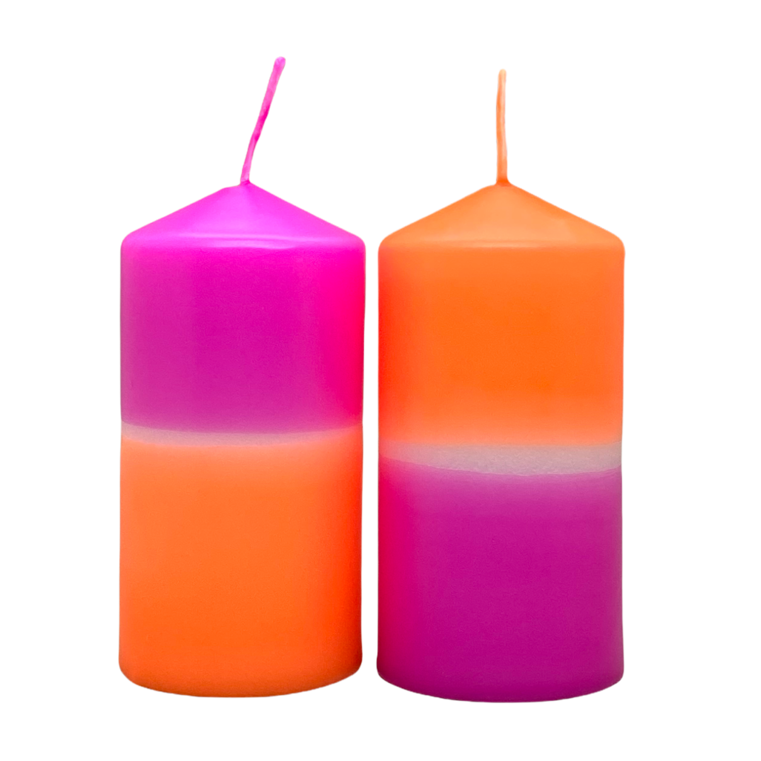 Dip Dye Stumpenkerze 2er-Set neonpink & neonorange | DipDip Candles