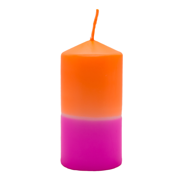 Dip Dye Stumpenkerze in neonpink & neonorange | DipDip Candles