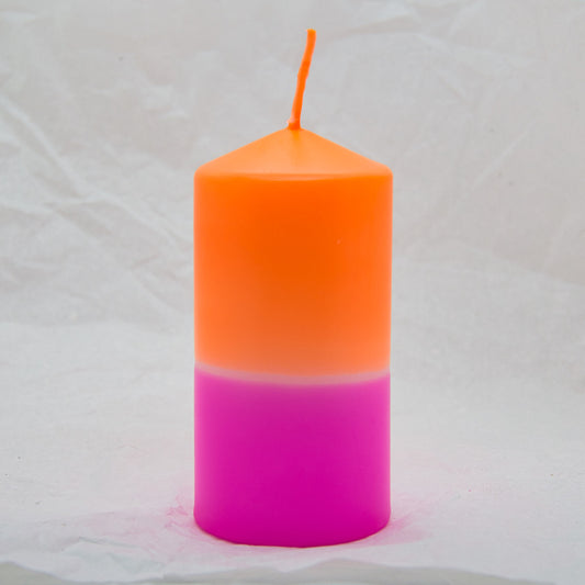 Dip Dye Stumpenkerze in neonpink & neonorange | DipDip Candles