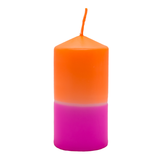 Dip Dye Stumpenkerze in neonpink & neonorange | DipDip Candles