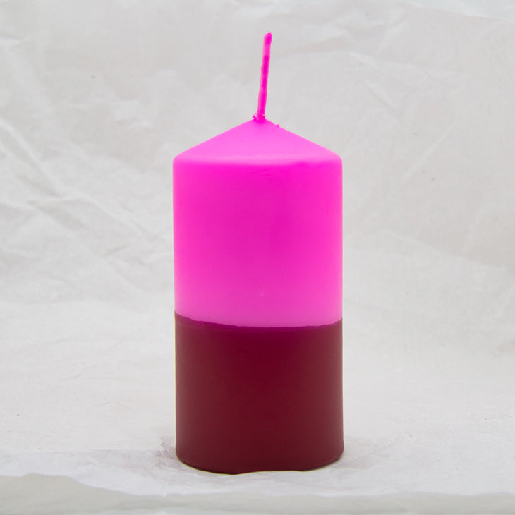 Dip Dye Stumpenkerze in bordeaux & neonpink | DipDip Candles