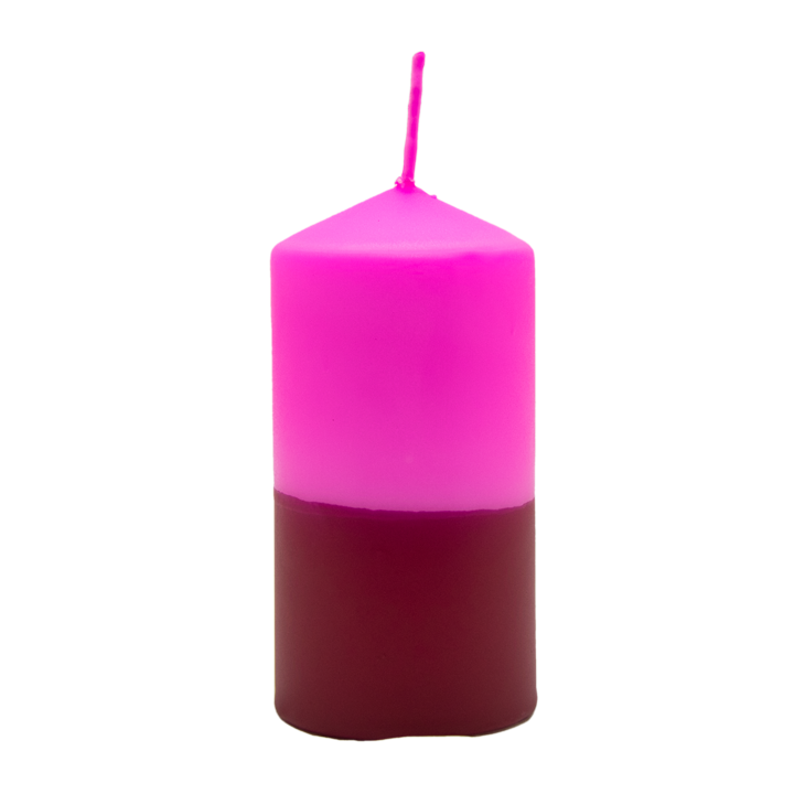 Dip Dye Stumpenkerze in bordeaux & neonpink | DipDip Candles