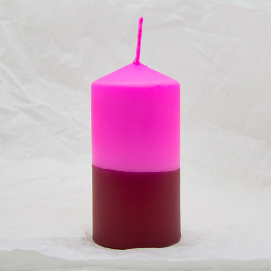 Dip Dye Stumpenkerze in bordeaux & neonpink | DipDip Candles