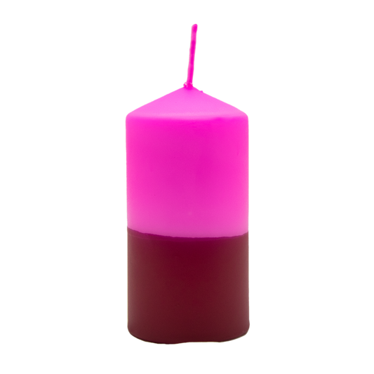 Dip Dye Stumpenkerze in bordeaux & neonpink | DipDip Candles