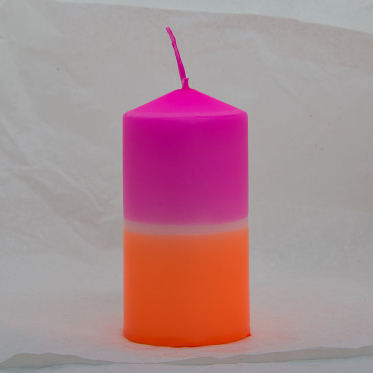 Dip Dye Stumpenkerze in neonorange & neonpink | DipDip Candles