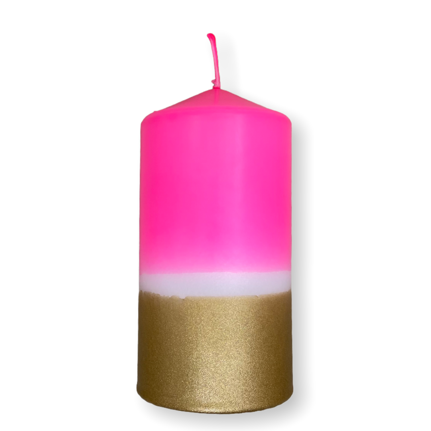 Dip Dye Stumpenkerze in flamingo & gold | DipDip Candles