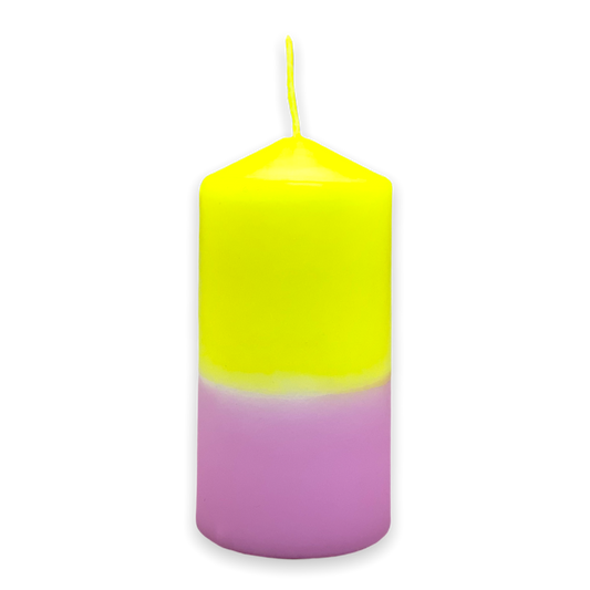 Dip Dye Stumpenkerze rosa & gelb | DipDip Candles