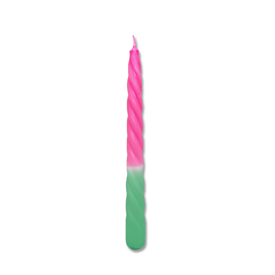 Dip Dye Swirlkerze mint & neonpink | DipDip Candles