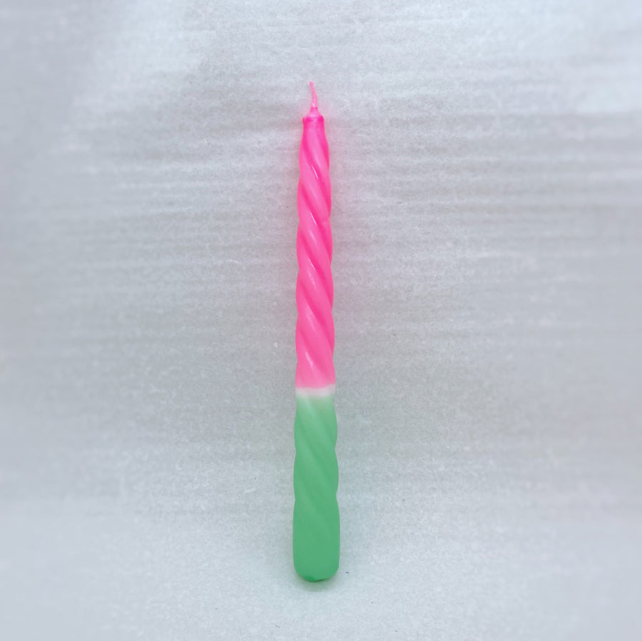 Dip Dye Swirlkerze mint & neonpink | DipDip Candles