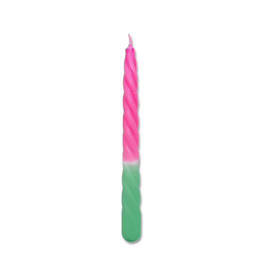 Dip Dye Swirlkerze mint & neonpink | DipDip Candles