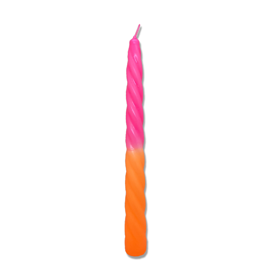 Dip Dye Swirlkerze neonpink & neonorange | DipDip Candles